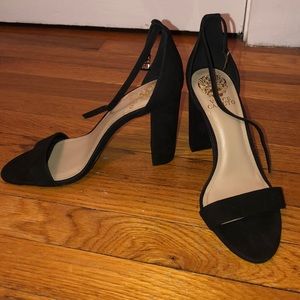 Vince Camuto black ankle strap heels